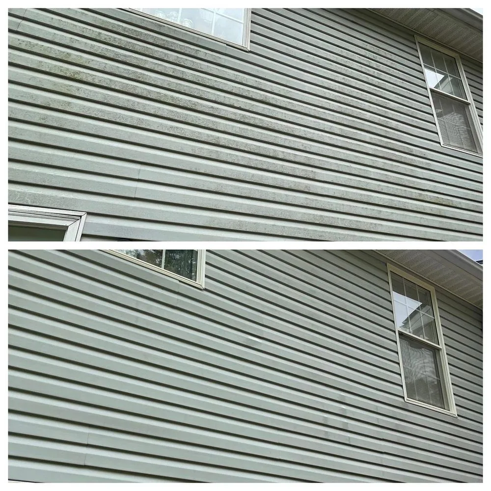 Clean home exterior after professional washing