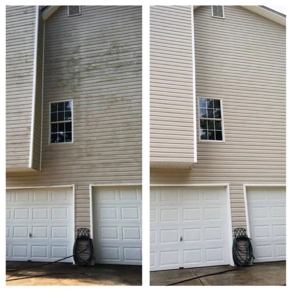 Neumans soft washing a home exterior